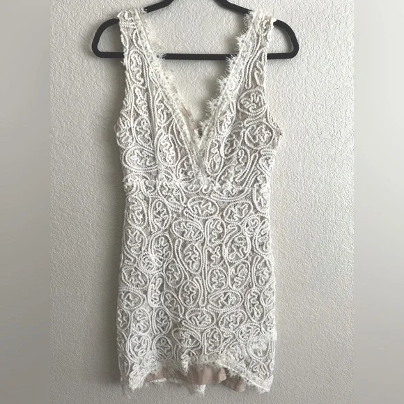 Charlotte Russe | Dresses | White Charlotte Russe Mini Dress With Lace Trim  | Poshmark